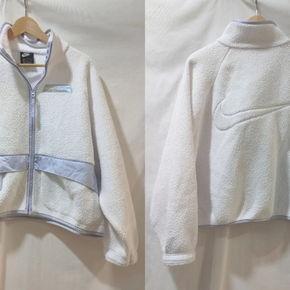 Nike Womens Sportswear Swoosh Sherpa Jacket‎ Full Zip White Size M DD9076 100